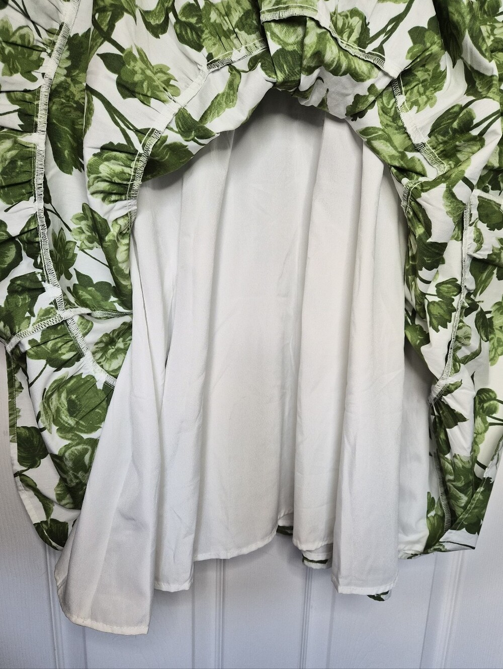 Abercrombie & Fitch Floral Ruffle Mini Sundress Women's XL Green Cottagecore - Picture 11 of 13